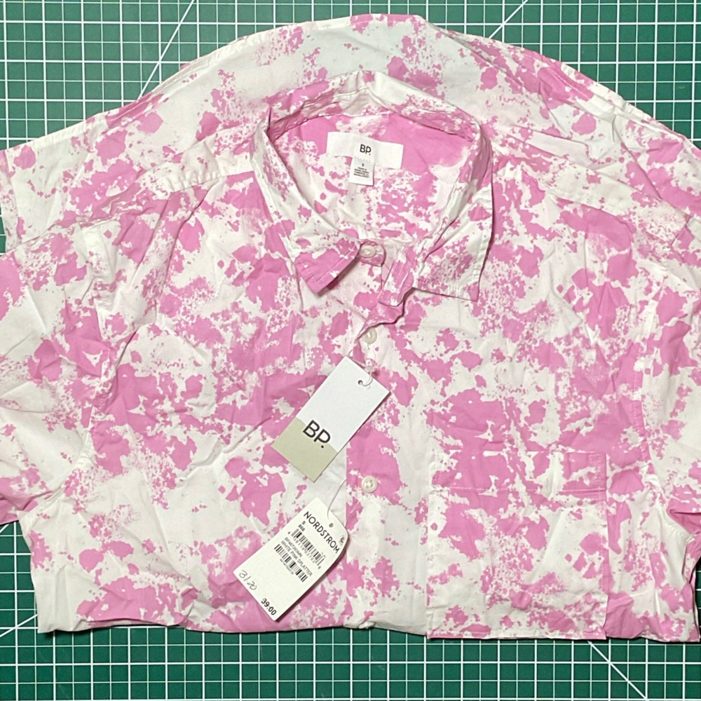 BP Pink and White Casual Button Down Shirt